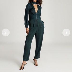 Reiss Kinley Plunge V-Neck Jumpsuit